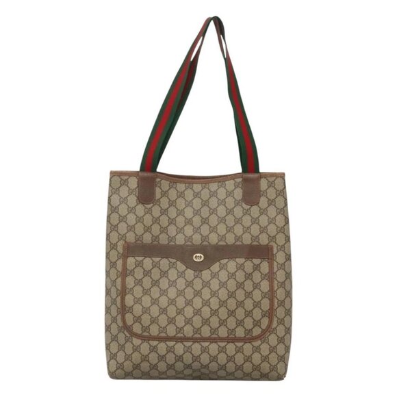 GUCCI GG Supreme Web Sherry Line Bag PVC Beige Green Red - Picture 1 of 15
